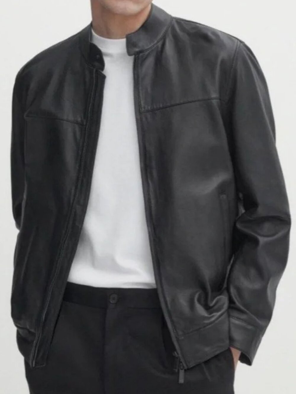 Massimo Dutti Sheep Leather Slim Racing Jacket S